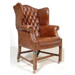 QUEEN ANNE STYLE LEATHER CLUB CHESTERFIELD ARMCHAIR