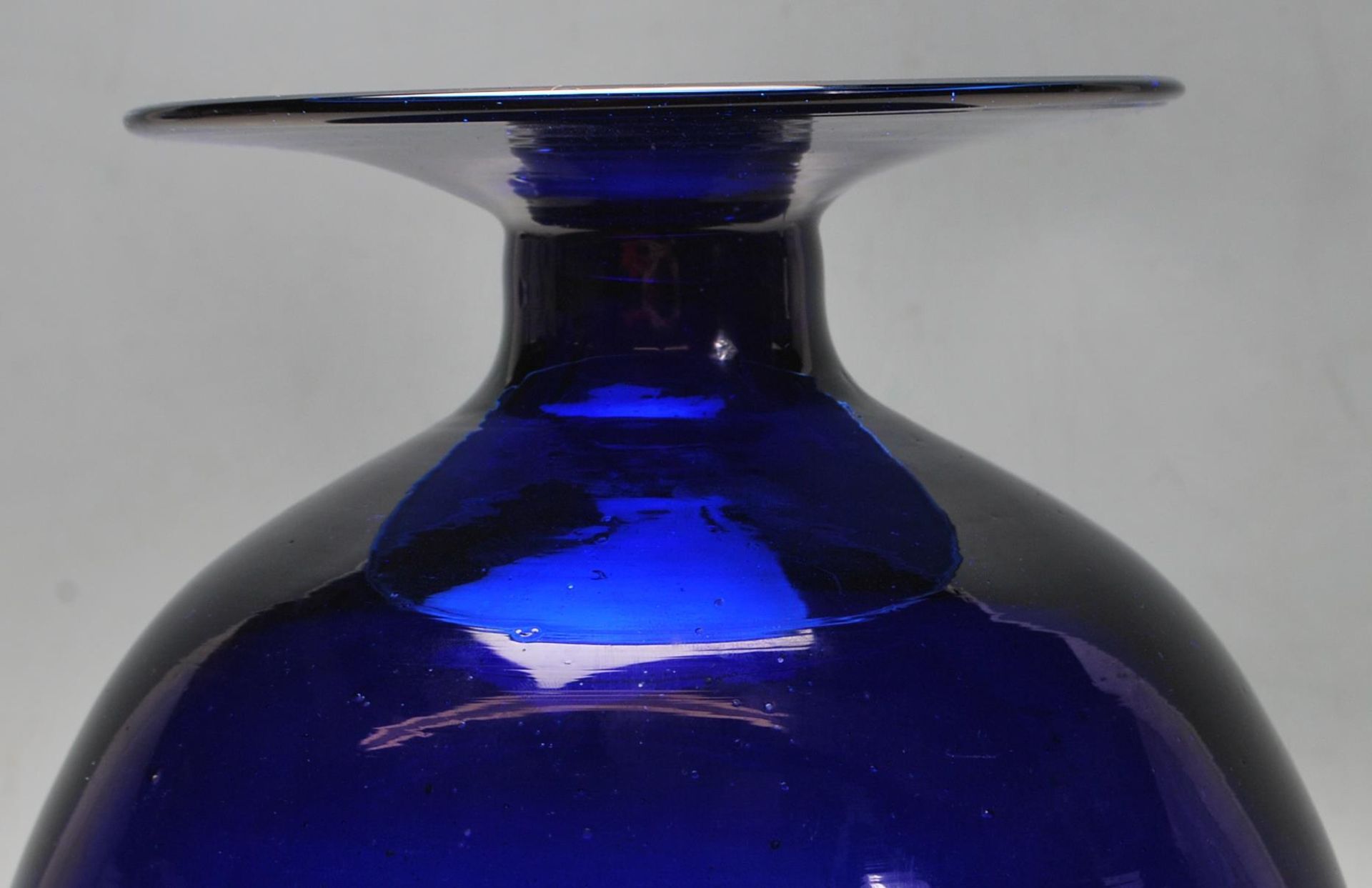 ANTIQUE BRISTOL BLUE GLASS FOOTED BOWL - Image 6 of 6