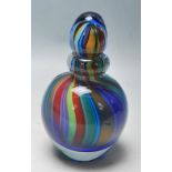 MURANO STUDIO ART GLASS PERFUME BOTTLE WITH MULTICOLOURED TWISTED DESIGN DECORATION
