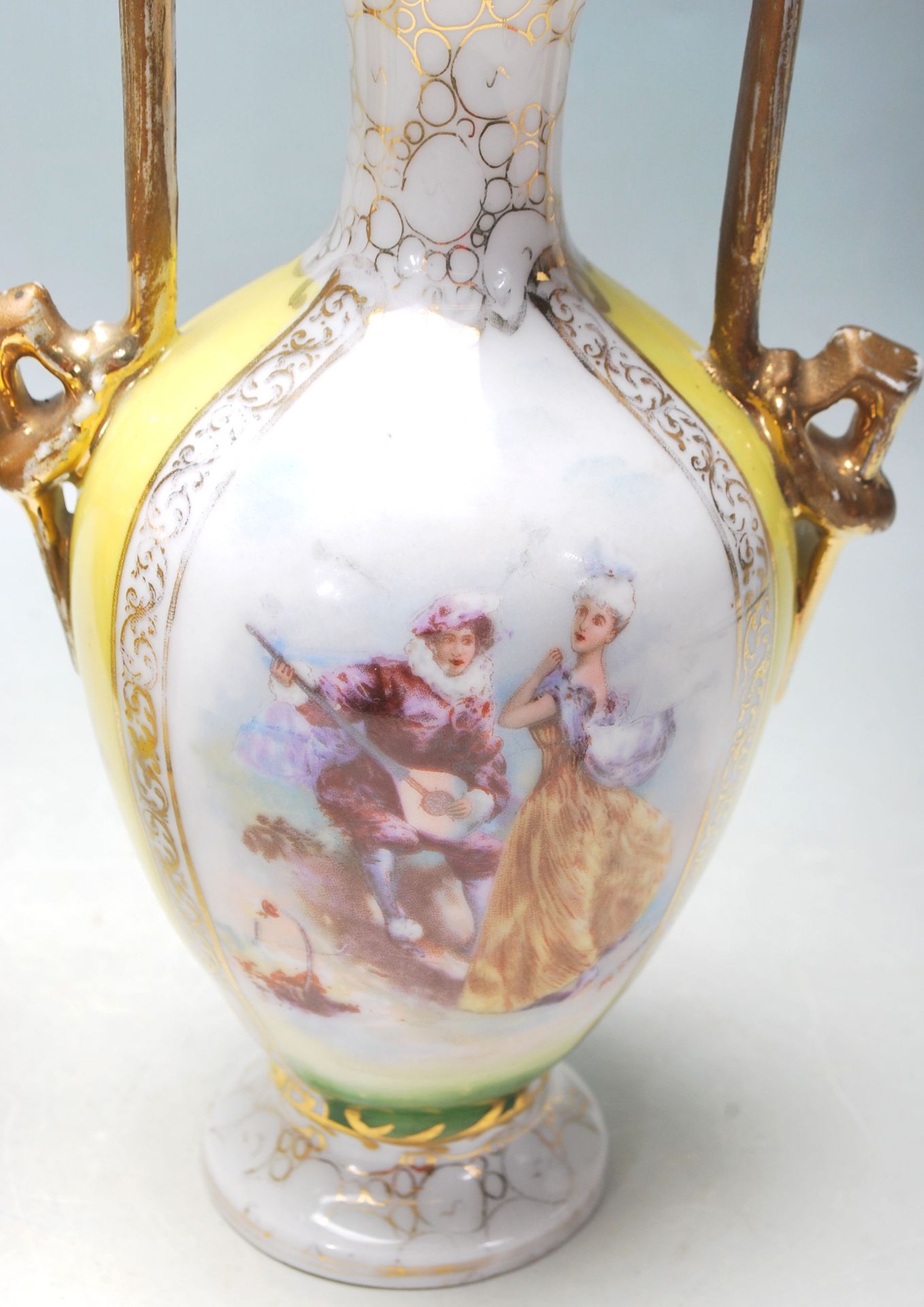 A PAIR OF GERMAN VASES BY VON SCHIERHOLZ 1900C - C.G. SCHIERHOLZ & SON - PAITED BY FR STAHL - Image 8 of 11