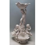ANTIQUE STYLE ITALIAN CERAMIC PORCELAIN CENTREPIECE GROUP OF PUTTI WITH CLAM SHELLS
