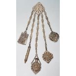 19TH CENTURY WHITE METAL FILIGREE LADIES CHATELAINE