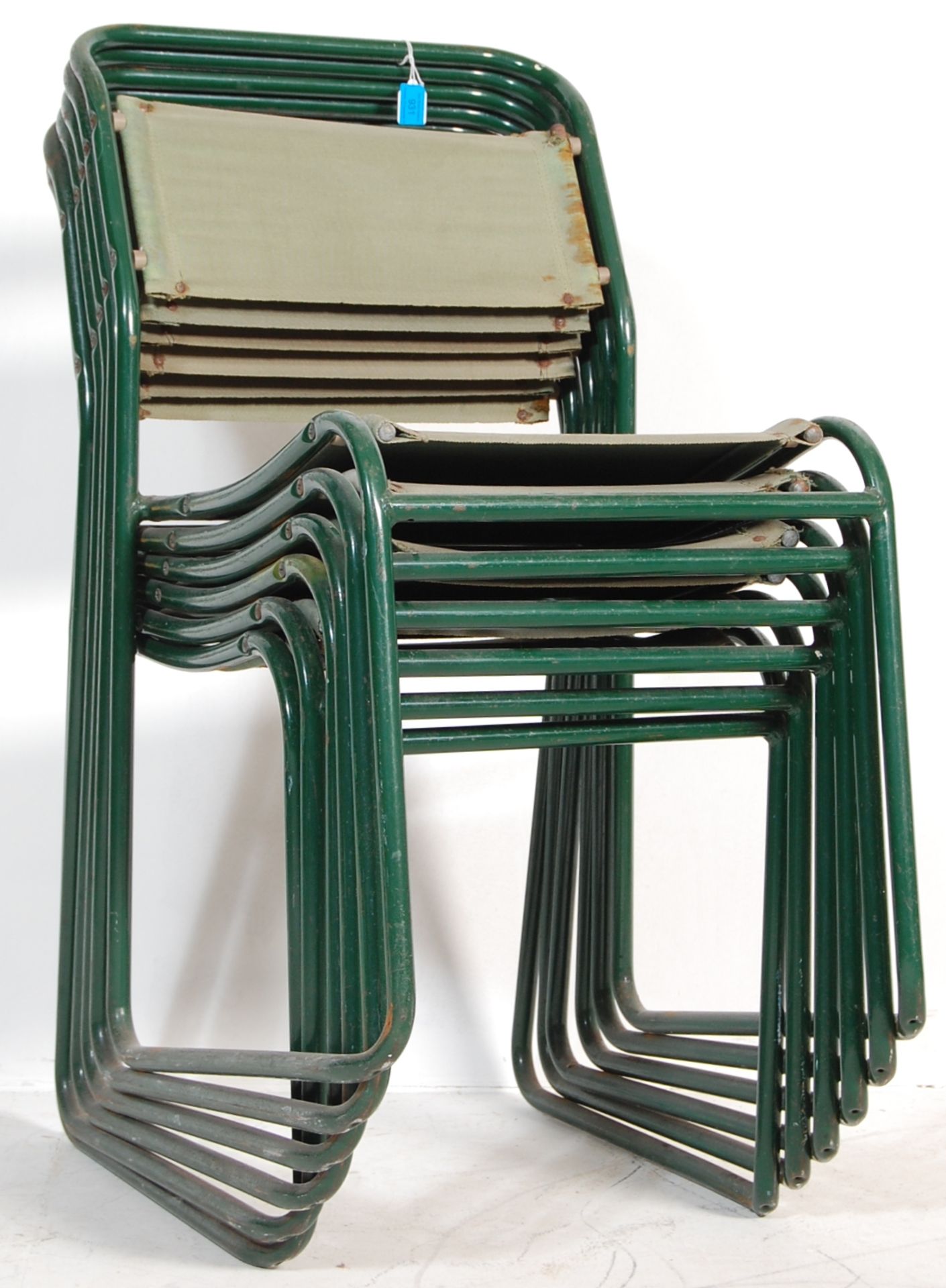 GROUP OF SIX 20TH CENTURY VINTAGE INDUSTRIAL RETRO VINTAGE TUBULAR FRAMED CHAIRS - Image 3 of 5