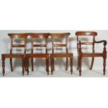 SET OF FOUR MAHOGANY DINING CHAIRS WITH TURNED LEGS