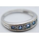 9CT WHITE GOLD AND BLUE STONE RING