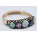 9CT GOLD AMETHYST AND OPAL RING