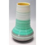 VINTAGE SHELLEY TUBE VASE WITH BANDED MULTICOLOURED DECORATIONS