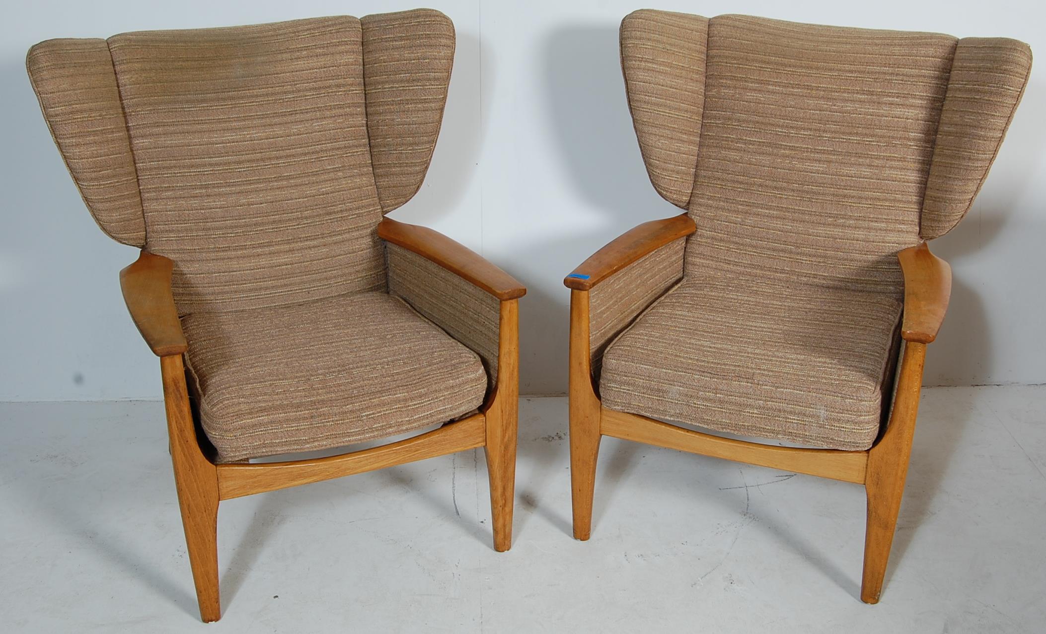 PARKER KNOLL - MID CENTURY VINTAGE DANISH INSPIRED WINGBACK OPEN FRAMED ARMCHAIRS - Image 2 of 4