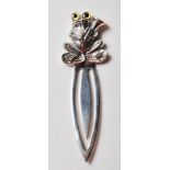 SILVER NOVELTY FROG AND TRUMPET BOOKMARK