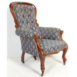 19TH CENTURY VICTORIAN MAHOGANY SPOON BACK ARMCHAIR