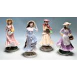 A COMPLETE SET OF FOUR ROYAL WORCESTER - THE FOUR SEASONS CERAMIC FIGURINES