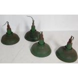 A SET OF FOUR VINTAGE RETRO 20TH CENTURY FACTORY INDUSTRIAL METAL PENDANT LIGHTS