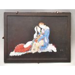 THE LOVERS - JAVAN RUSTAN SHIRAZI. MID 20TH CENTURY PERSIAN MINIATURE PAINTING BY