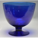 ANTIQUE BRISTOL BLUE GLASS FOOTED BOWL