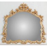 LATE 20TH CENTURY VICTORIAN STYLE GILDED MANTLE MIRROR WITH ROCOCO STYLE DECORATION