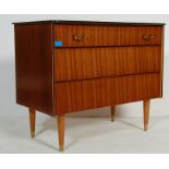 RETRO VINTAGE 1970’S TEAK VENEER CHEST OF DRAWERS RAISED ON TAPERED SUPPORTS