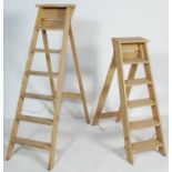 TWO RETRO VINTAGE INDUSTRIAL SALVAGE A FRAME LADDERS