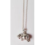 SILVER ARTICULATED BEAR PENDANT NECKLACE