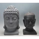 TWO VINTAGE 20TH CENTURY ANTIQUE STYLE BUDDHA HEADS