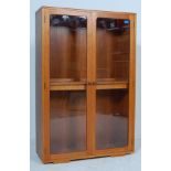 20TH CENTURY VINTAGE TEAK WOOD BOOKCASE WITH GLAZED DOORS