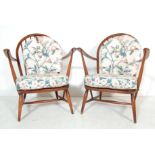 APAIR OF VINTAGE 20TH CENTURY ERCOL DARK BEECH AND ELM ARMCHAIRS