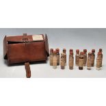 RARE ANTIQUE LAATE VICTORIAN 19TH CENTURY LEATHER TABLOIND APOTHERCARYS DOCTORS TRAVELLING POUCH