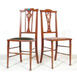 TWO EARLY 20TH CENTURY EDWARDIAN MAHOGANY HALL CHAIRS / DINING CHAIRS.
