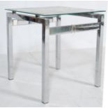 A VINTAGE RETRO LATE 20TH CENTURY CHROME AND GLASS SIDE TABLE