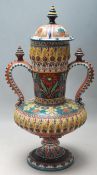 EARLY 20TH CENTURY ARTS AND CRAFTS SWISS MAJOLICA POLYCHROME VASE