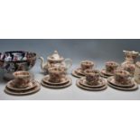 AN ANTIQUE MASONS TEA SET AND A MASONS PEDESTAL BOWL