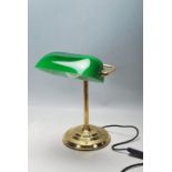 RETRO 20TH CENTURY BANKERS DESK LAMP WITH GREEN GLASS SHADE