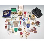 A LARGE COLLECTION OF MASONIC ENAMEL MEDALS AND BADGES