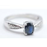 9CT WHITE GOLD SAPPHIRE & DIAMOND RING