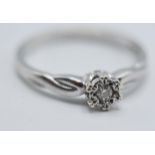 9CT WHITE GOLD AND WHITE STONE SOLITAIRE RING
