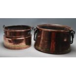 TWO 19TH CENTURY VICTORIAN COPPER AND IRON COOKING POTS