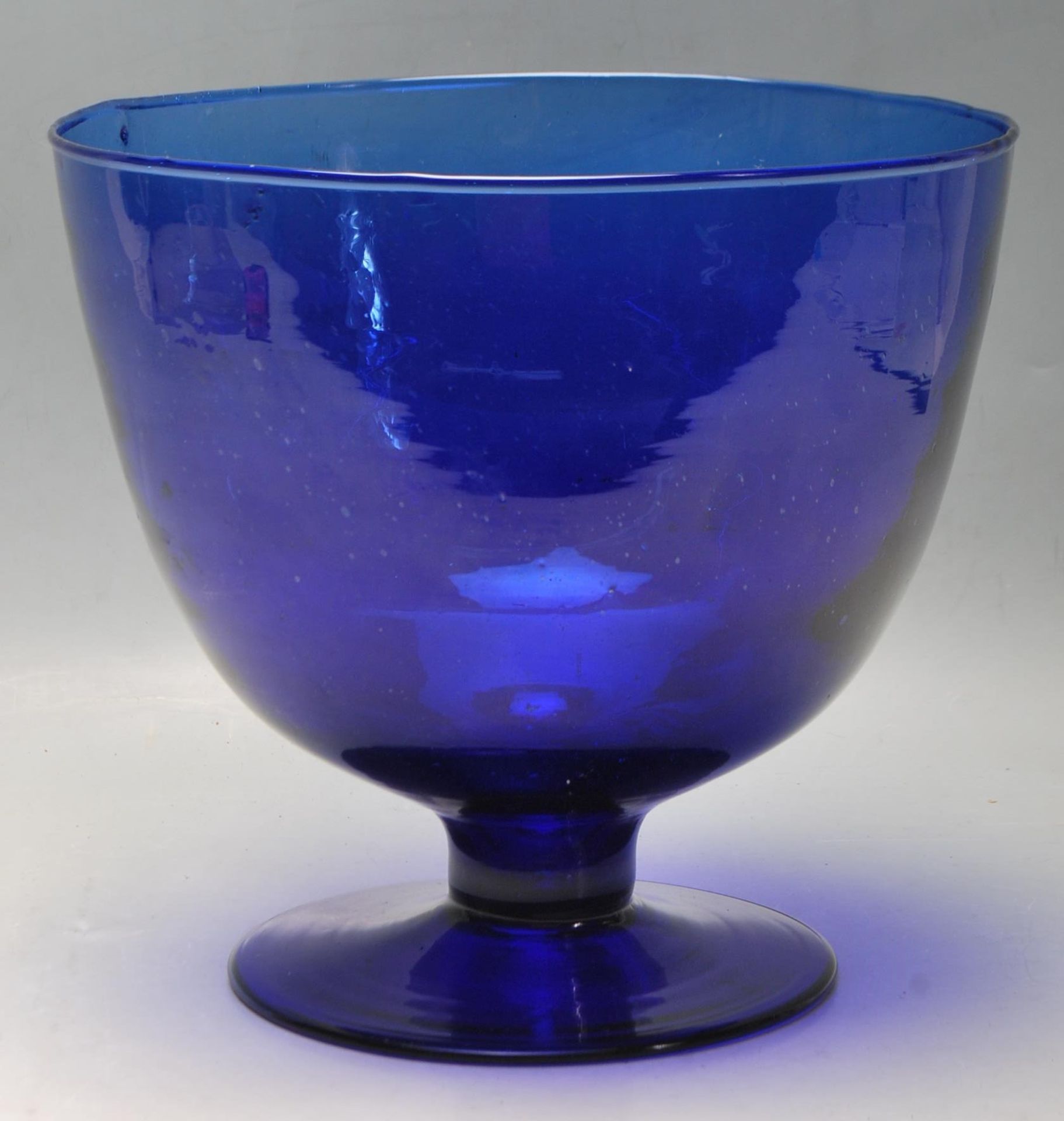 ANTIQUE BRISTOL BLUE GLASS FOOTED BOWL - Image 3 of 6