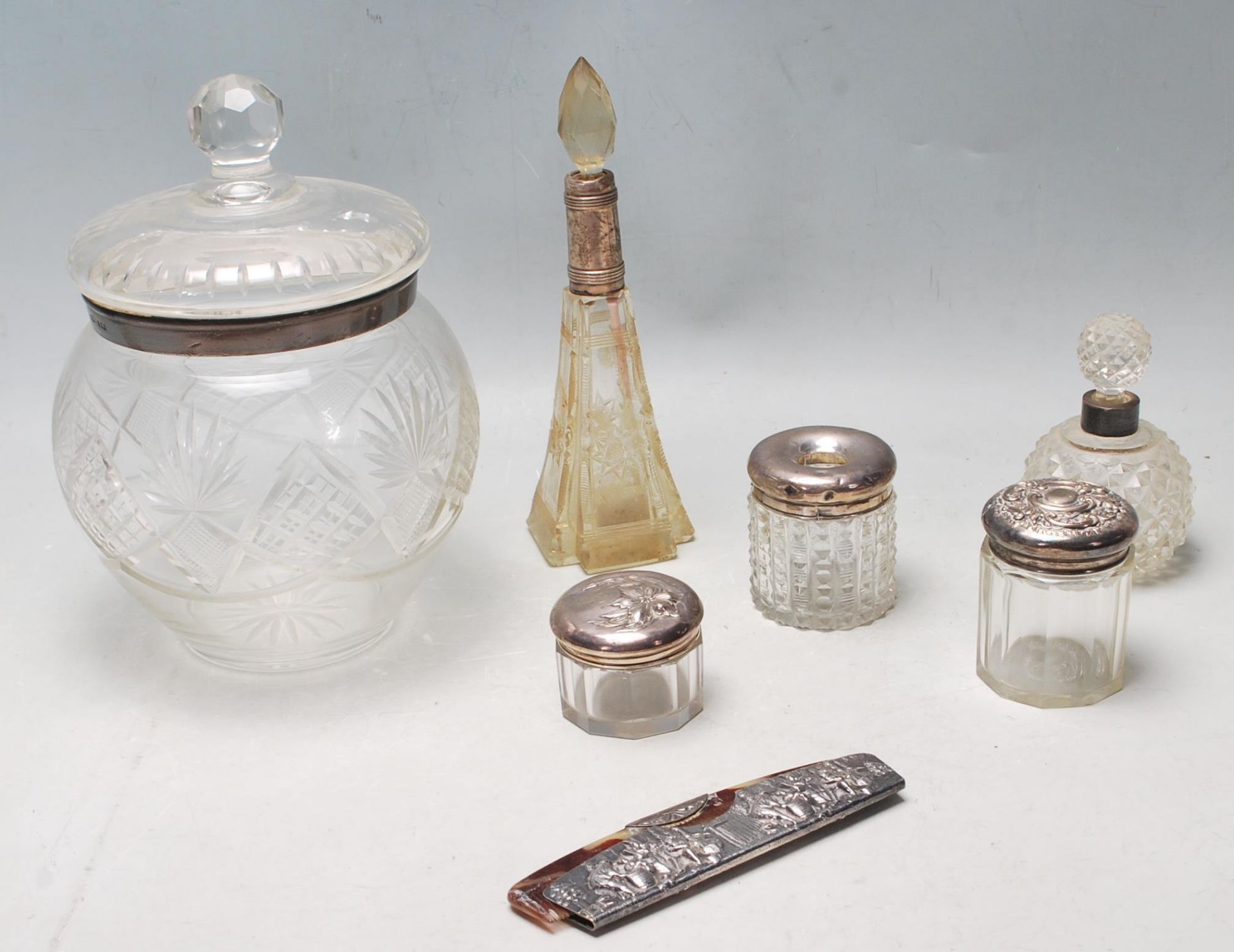 ANTIQUE SILVER DRESSING TABLE ITEMS