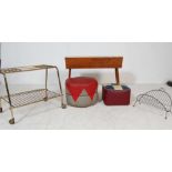 COLLECTION OF VINTAGE RETRO 20TH CENTURY ITEMS TO INCLUDE - POUFFE - MAGAZINE RACK - PLANT STAND
