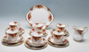 ROYAL ALBERT TEA SERVICE WITH OLD COUNTRY ROSES PATTERN
