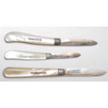 THREE VICTORIAN & EDWARDIAN SILVER FRUIT KNIVES