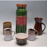 A GROUP OF SIX RETRO STUDIO ART POTTERY VASES AND JUGS