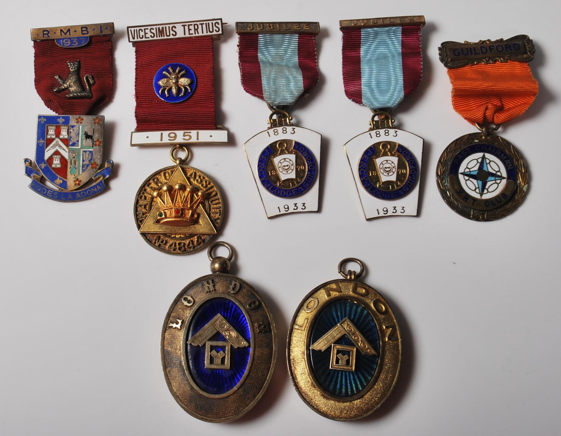 SEVEN SILVER HALLMARKED MASONIC MEDALS / MEDALLIONS