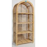 A VINTAGE RETRO 20TH CENTURY BAMBOO OPENED BOOKCASE