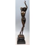 ALDO VITALEH CONTENMPORARY ART DECO STYLE BRONZE FIGURINE OF A DANCING NUDE WOMAN