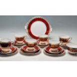 ROYAL STAFFORD BONE CHINA TEA SET WITH RED AND GILT FOLIATE DECORATION