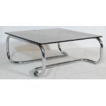 MODERNIST CHROME AND GLASS COFFEE TABLE