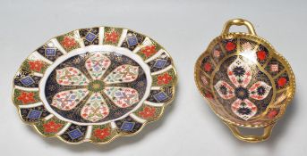 TWO ROYAL CROWN DERBY CERAMIC PLATES WITH OLD IMARI 1128 AND IMARI EVENING STAR A.1351 PATTERN