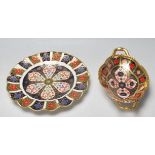 TWO ROYAL CROWN DERBY CERAMIC PLATES WITH OLD IMARI 1128 AND IMARI EVENING STAR A.1351 PATTERN