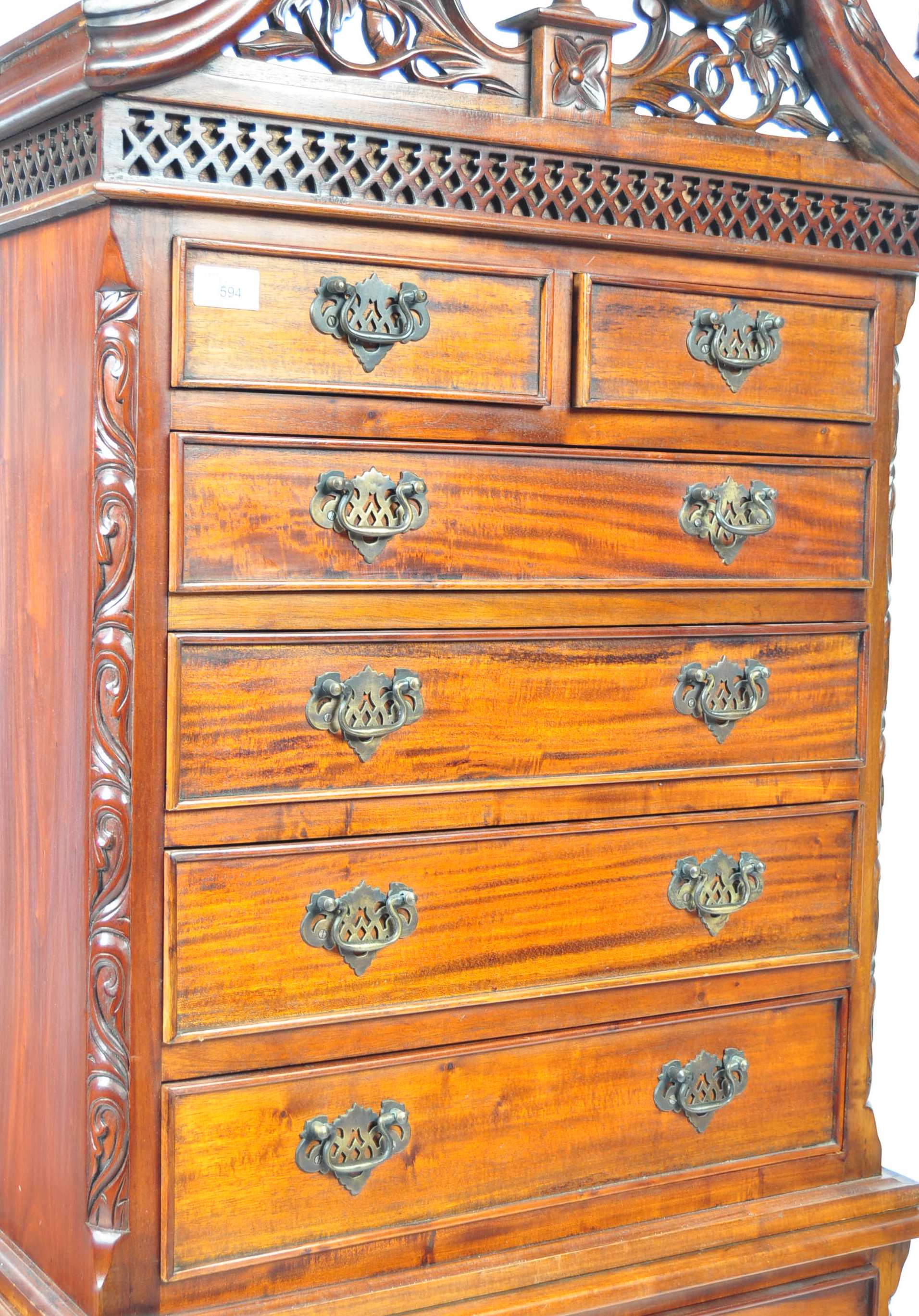 ANTIQUE STYLE MAHOGANY CHEST ON CHEST OF DRAWERS - Image 7 of 12