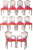 MATCHING SET OF TEN VICTORIAN STYLE HEPPLEWHITE DINING CHAIRS